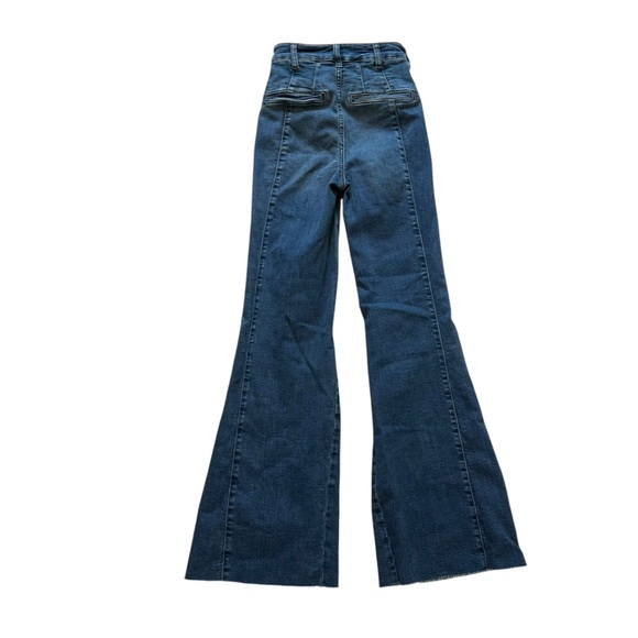 Anthropologie Pilcro Jeans Flare Leg Medium Blue Wide High Rise Size 25 Tall - Picture 4 of 7